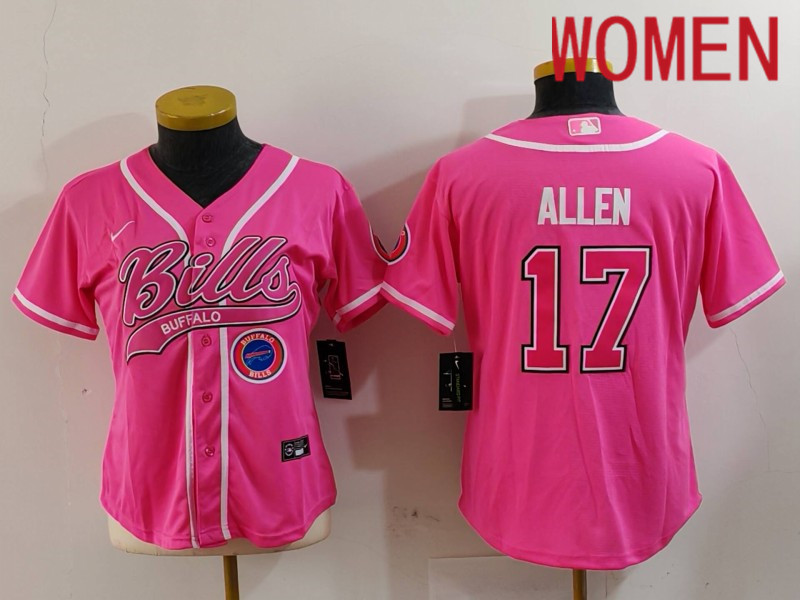 Women Buffalo Bills 17 Allen Pink Joint Name 2024 Nike Limited NFL Jersey style 9122